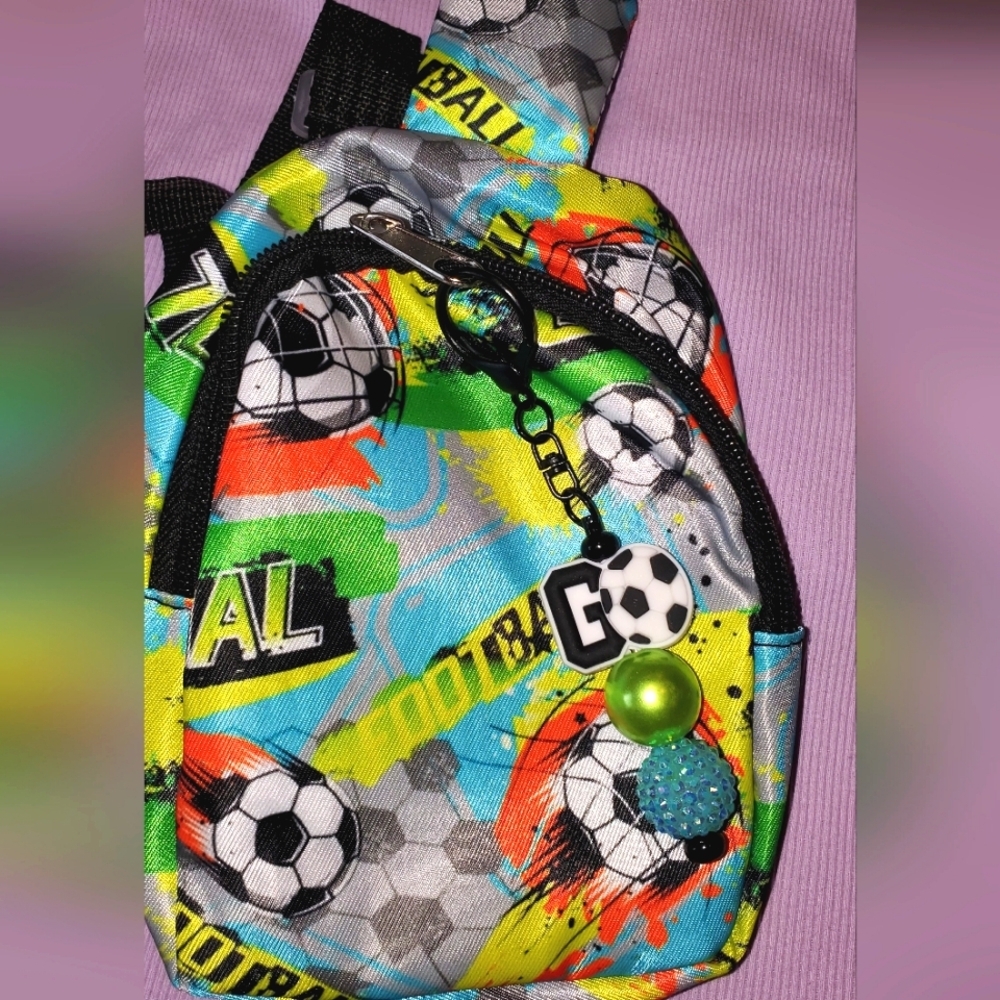 Soccer Mini Backpack With Matching Bag Clip